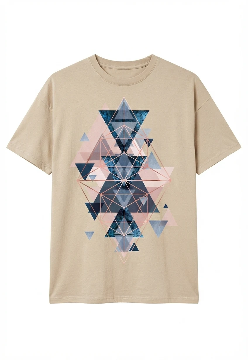 Graphic Drop Shoulder Oversized Tee – Geometry Random Triangles